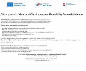 Projekty EÚ / Miestne občianske a preventívne služby Gemerský Jablonec - foto