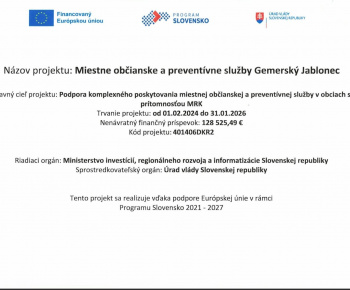 Projekty EÚ / Miestne občianske a preventívne služby Gemerský Jablonec - foto