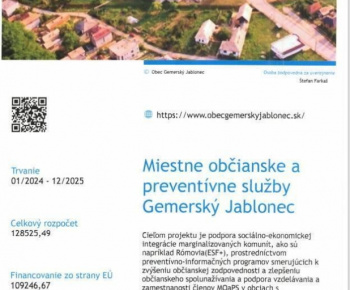 Projekty EÚ / Miestne občianske a  preventívne služby Gemerský Jablonec - foto